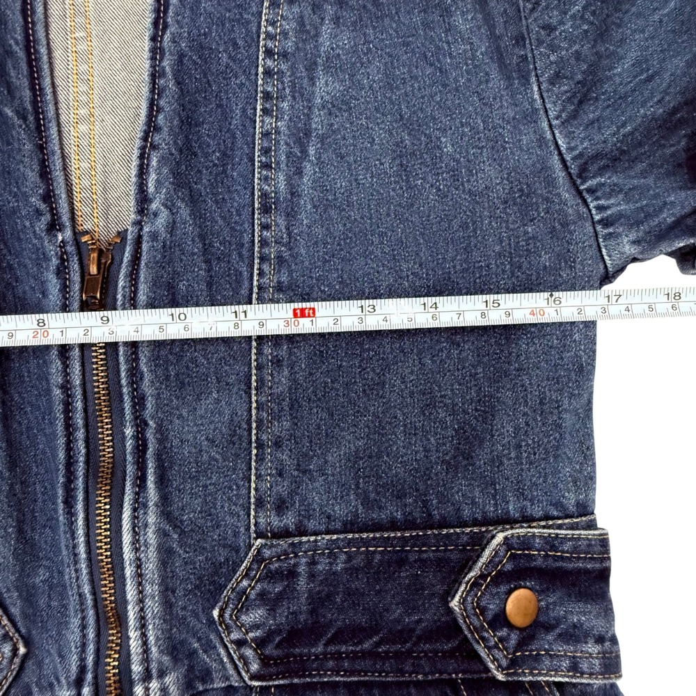 Free People Dream On Denim Mini Dress Size S Blue Utility Zip Front Pockets - Picture 5 of 9